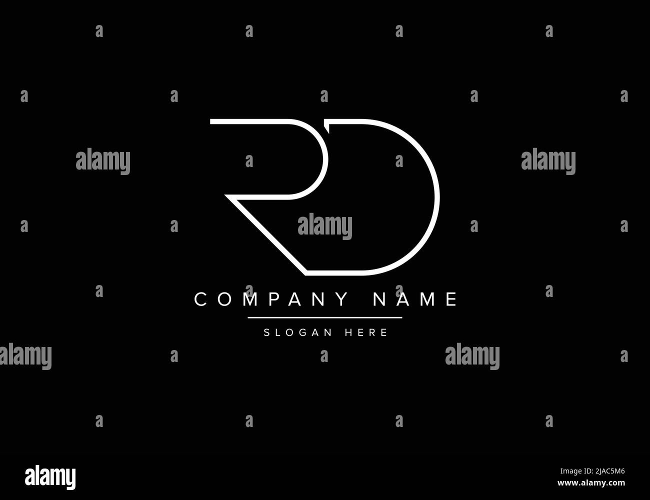 Creative minimal line art icon logo, RD monogram logo Stock Vector