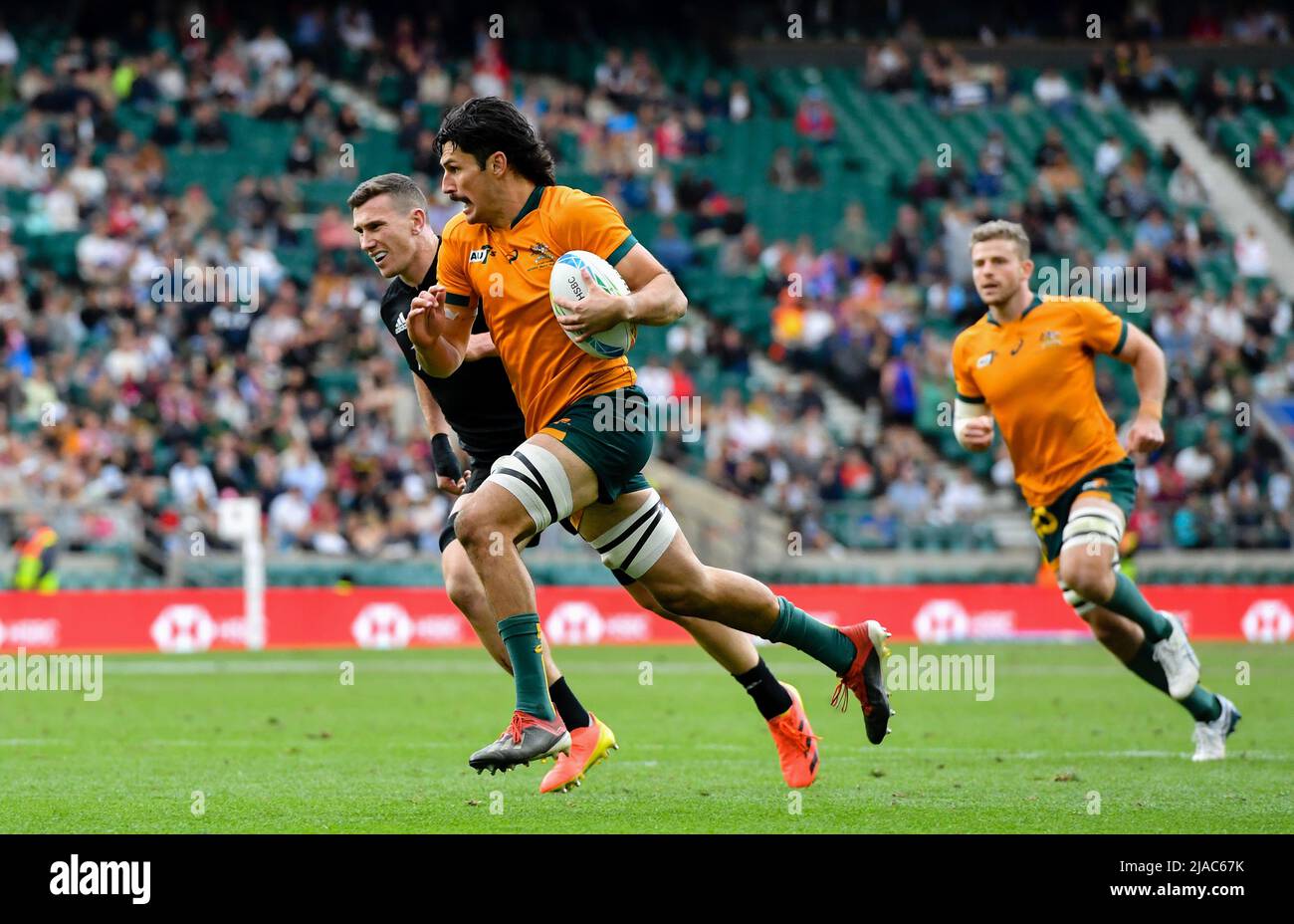 HSBC World Rugby Sevens Series Final, Twickenham Stadium, England, UK. 29th May, 2022. Henry Paterson of Australia scores his sides first try during the HSBC World Rugby Sevens Series Final between Australia 7s and New Zealand 7s: Credit: Ashley Western/Alamy Live News Stock Photo