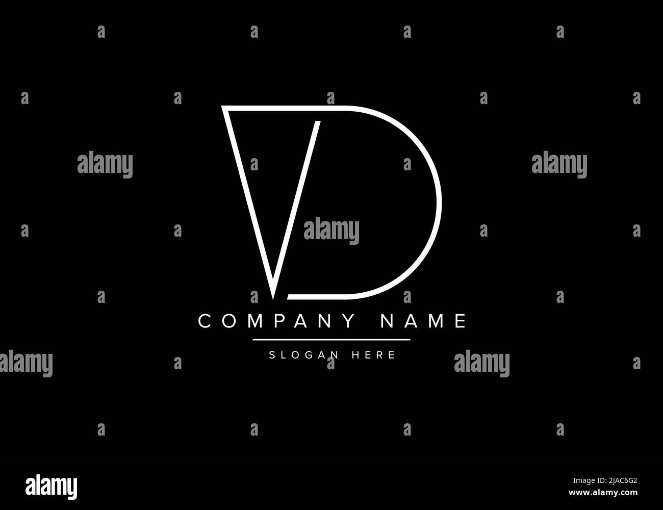 Creative minimal line art icon logo, VD monogram logo Stock Vector