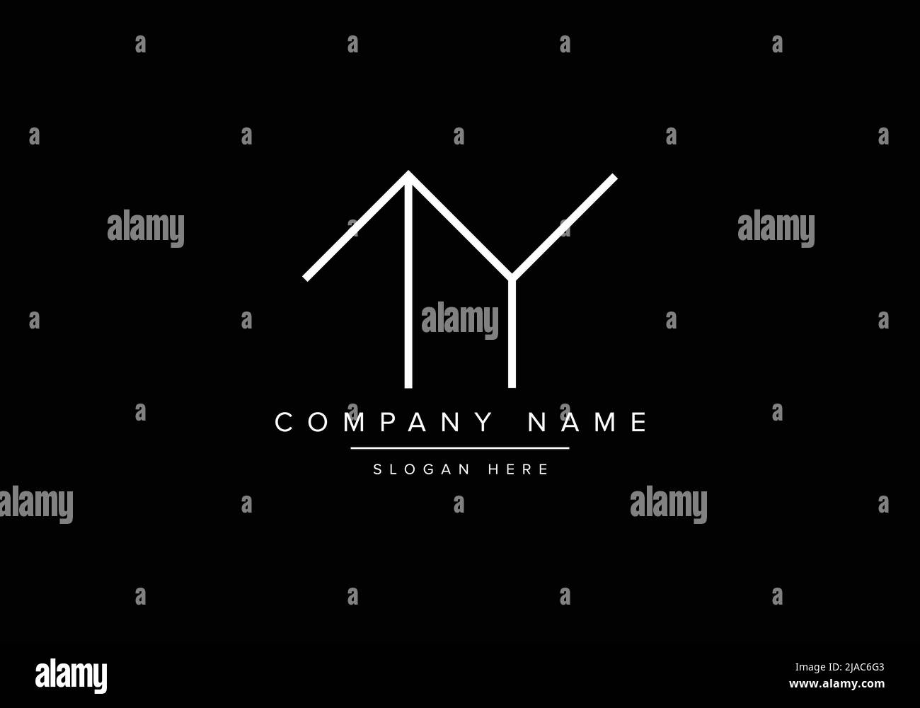 Creative minimal line art icon logo, TY monogram logo Stock Vector