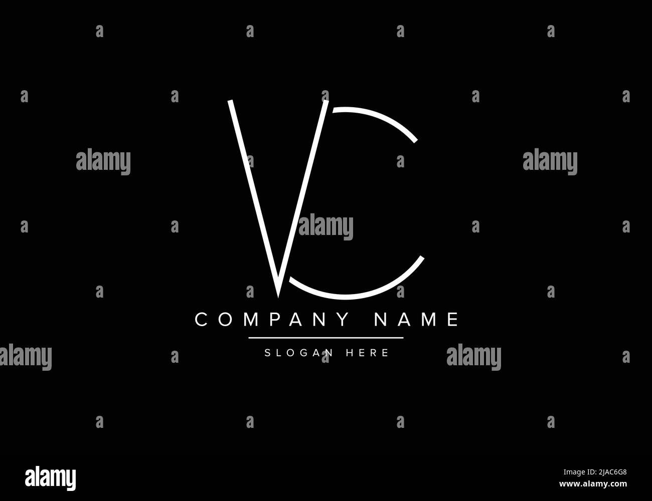 Creative minimal line art icon logo, VC monogram logo Stock Vector