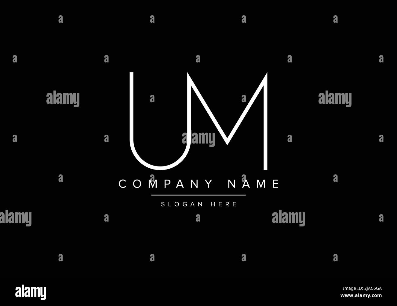 Creative minimal line art icon logo, UM monogram logo Stock Vector