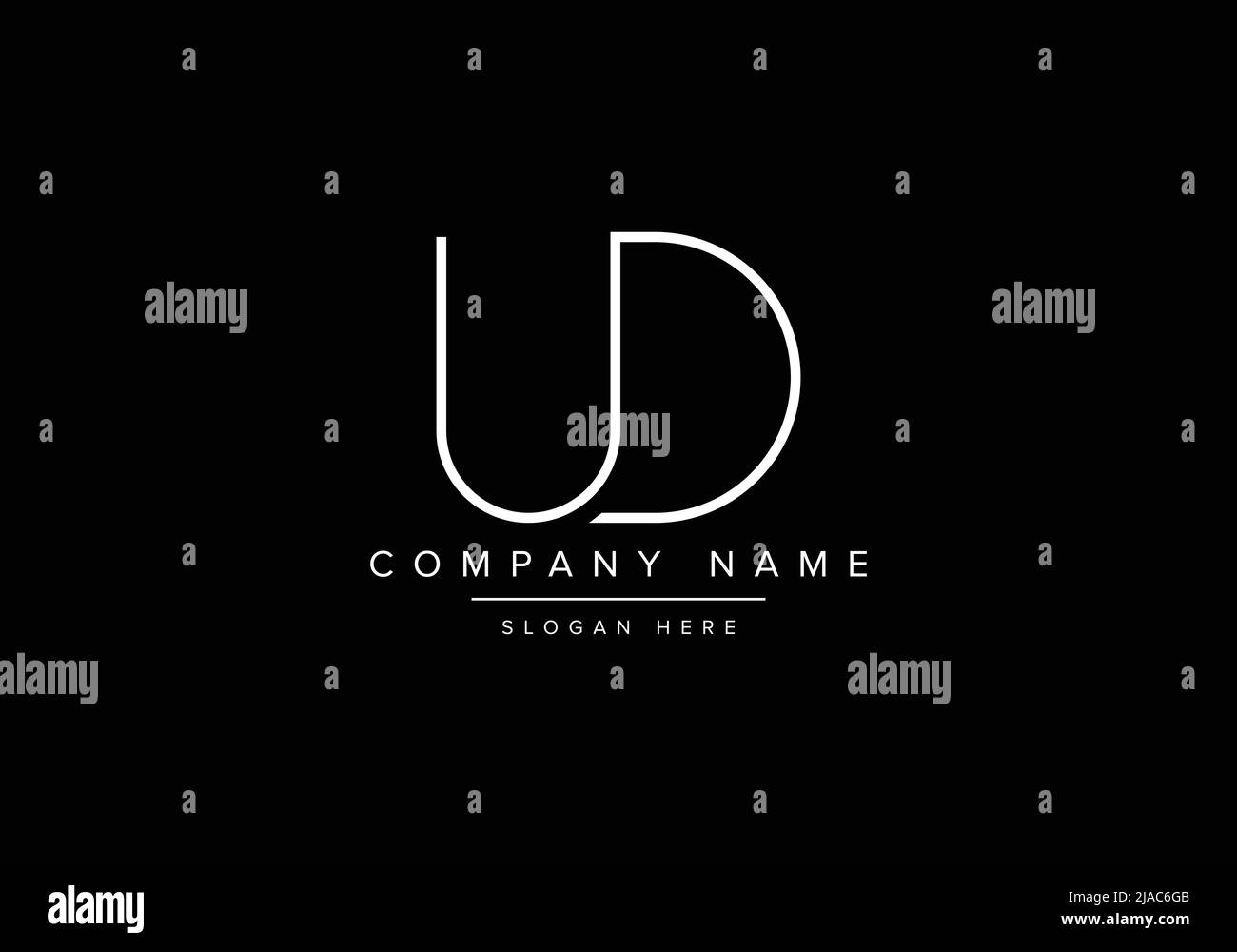 Creative minimal line art icon logo, UD monogram logo Stock Vector