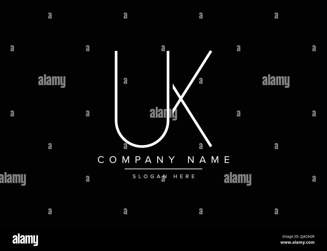 Creative minimal line art icon logo, UK monogram logo Stock Vector