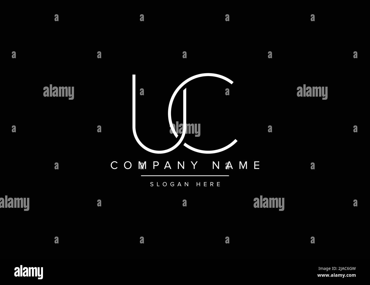 Creative minimal line art icon logo, UC monogram logo Stock Vector