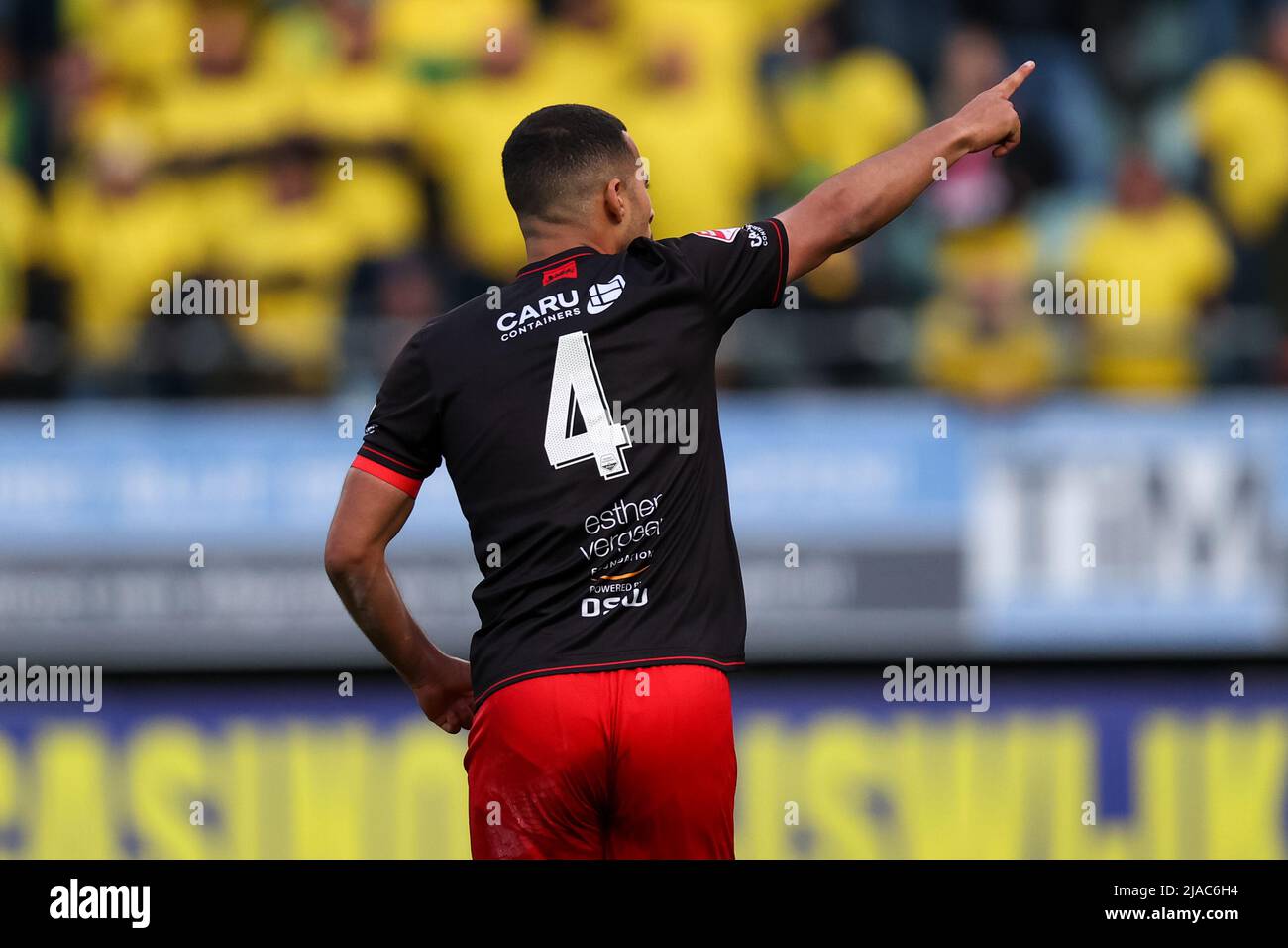 DEN HAAG, NETHERLANDS - MAY 29: Redouan El Yaakoubi of Excelsior Rotterdam celebrates after scoring his sides fourth goal during the Dutch Keukenkampioendivisie Playoffs Final Second Leg match between ADO Den Haag and Excelsior at the Cars Jeans Stadion on May 29, 2022 in Den Haag, Netherlands (Photo by Herman Dingler/Orange Pictures) Stock Photo