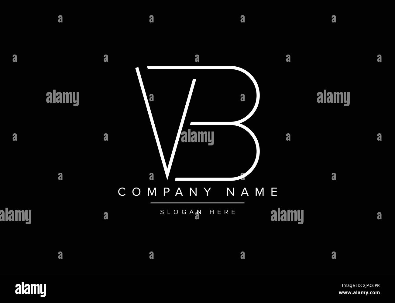 Creative minimal line art icon logo, VB monogram logo Stock Vector