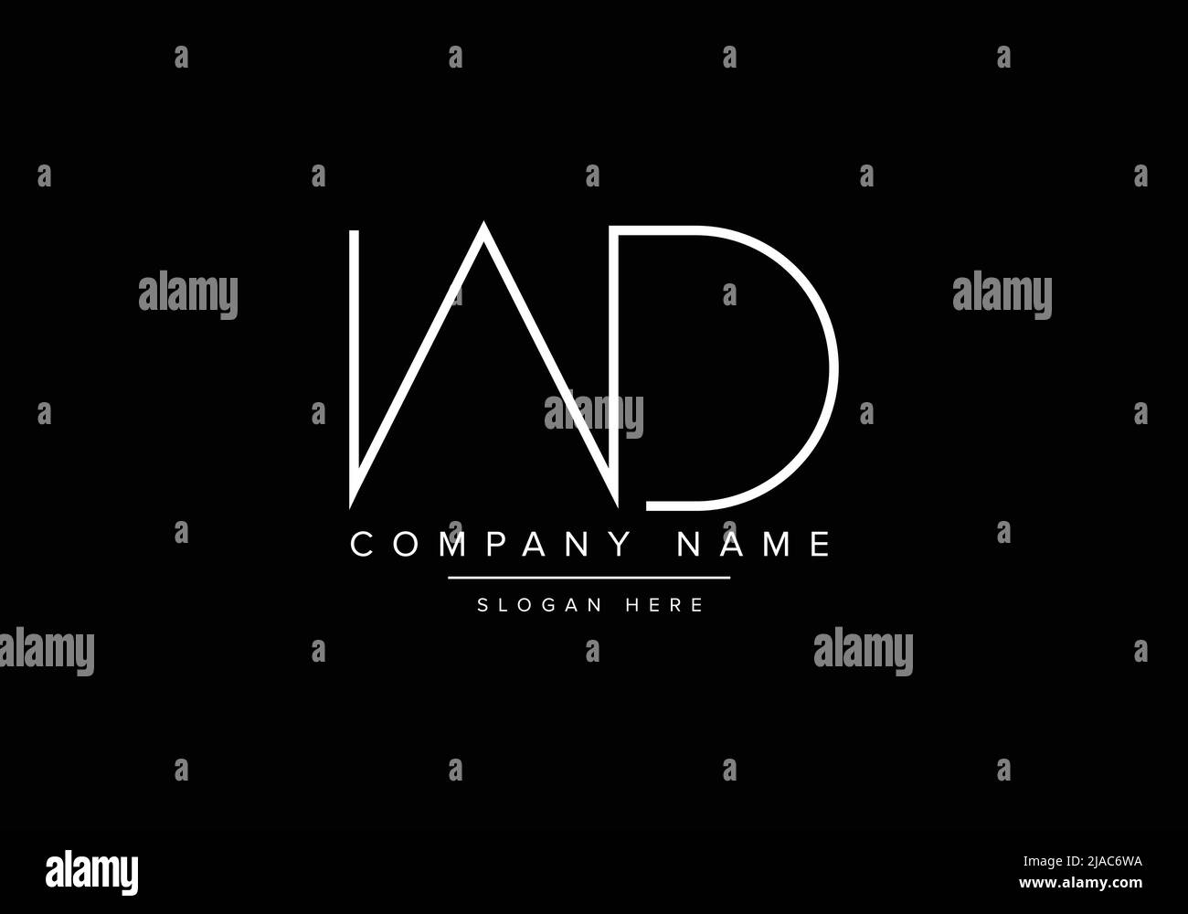 Creative minimal line art icon logo, WD monogram logo Stock Vector