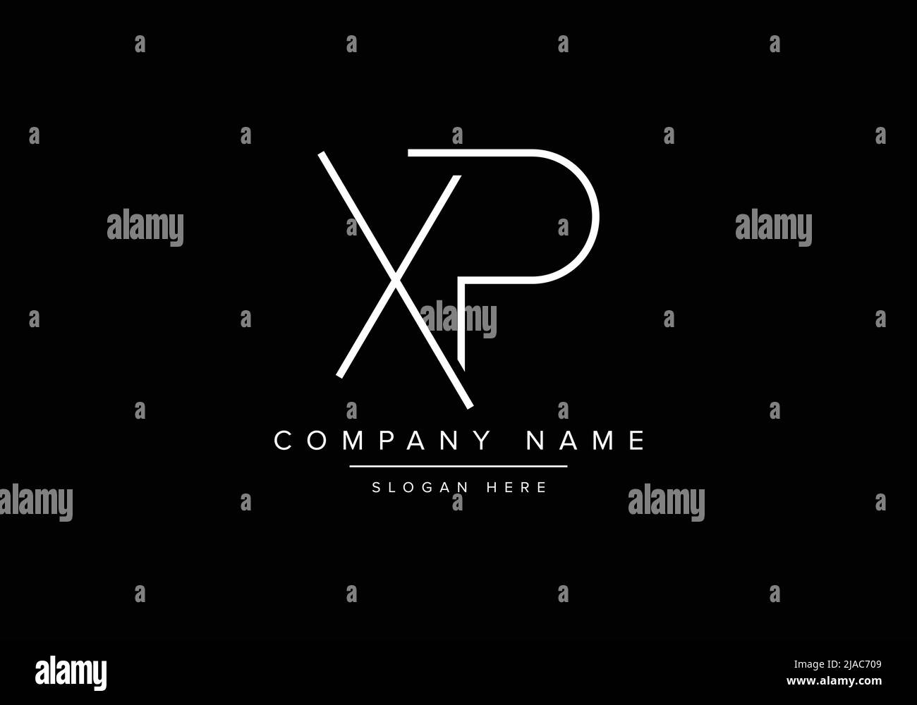Creative minimal line art icon logo, XP monogram logo Stock Vector