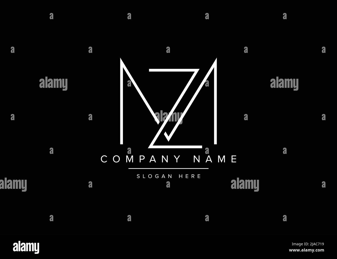 Creative minimal line art icon logo, MZ monogram logo Stock Vector