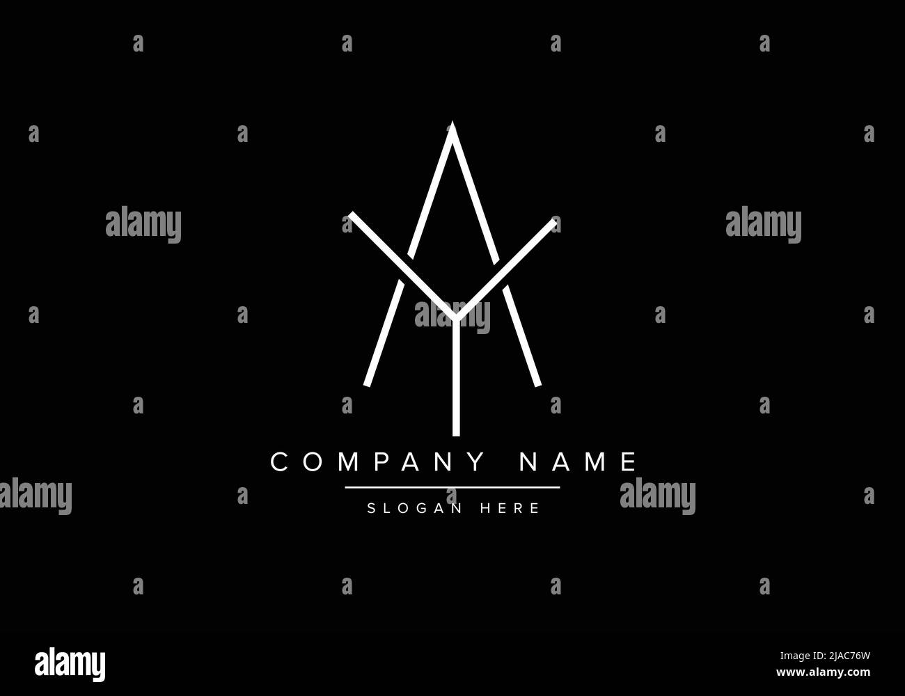 Creative minimal line art icon logo, AY monogram logo Stock Vector
