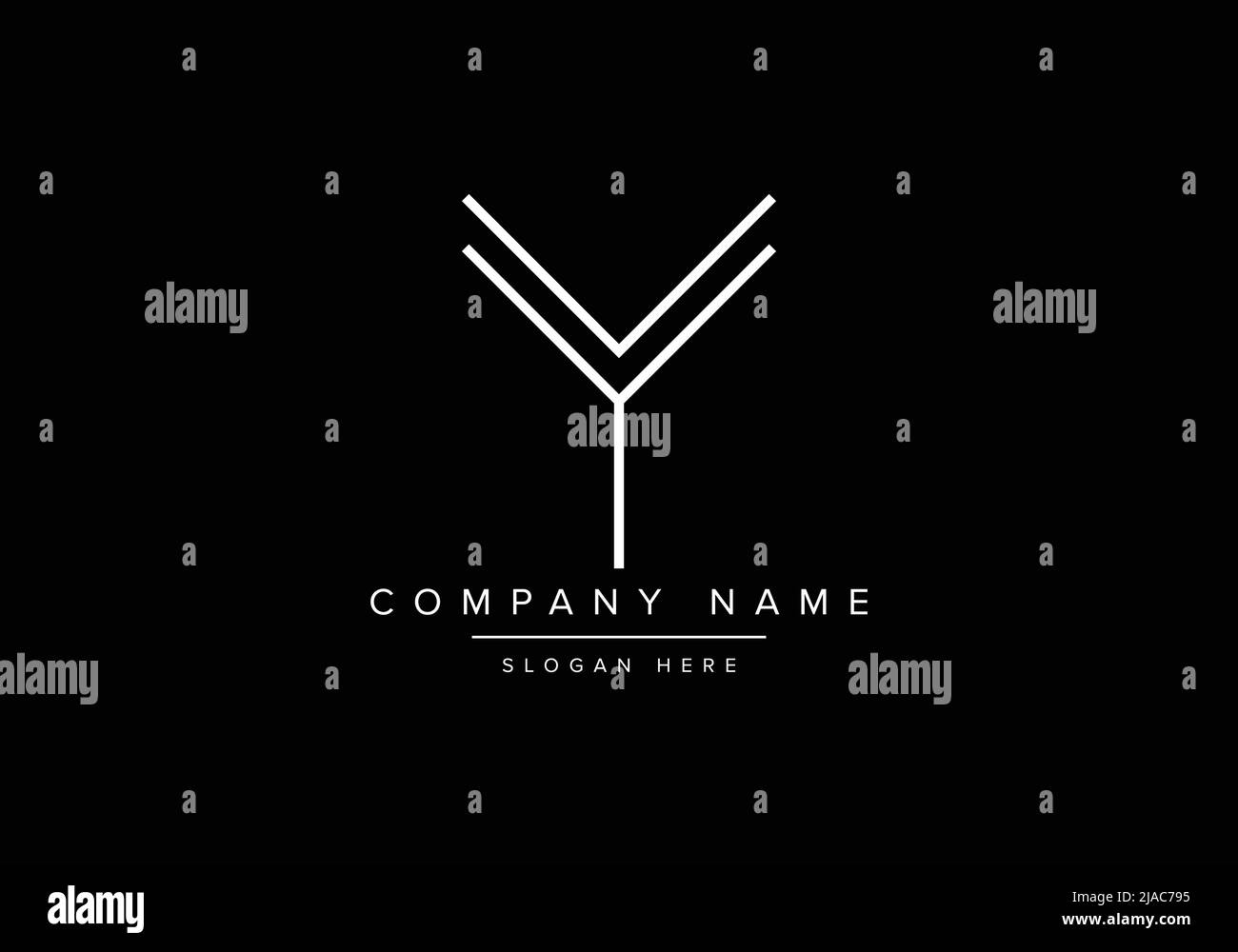 Creative minimal line art icon logo, YV monogram logo Stock Vector