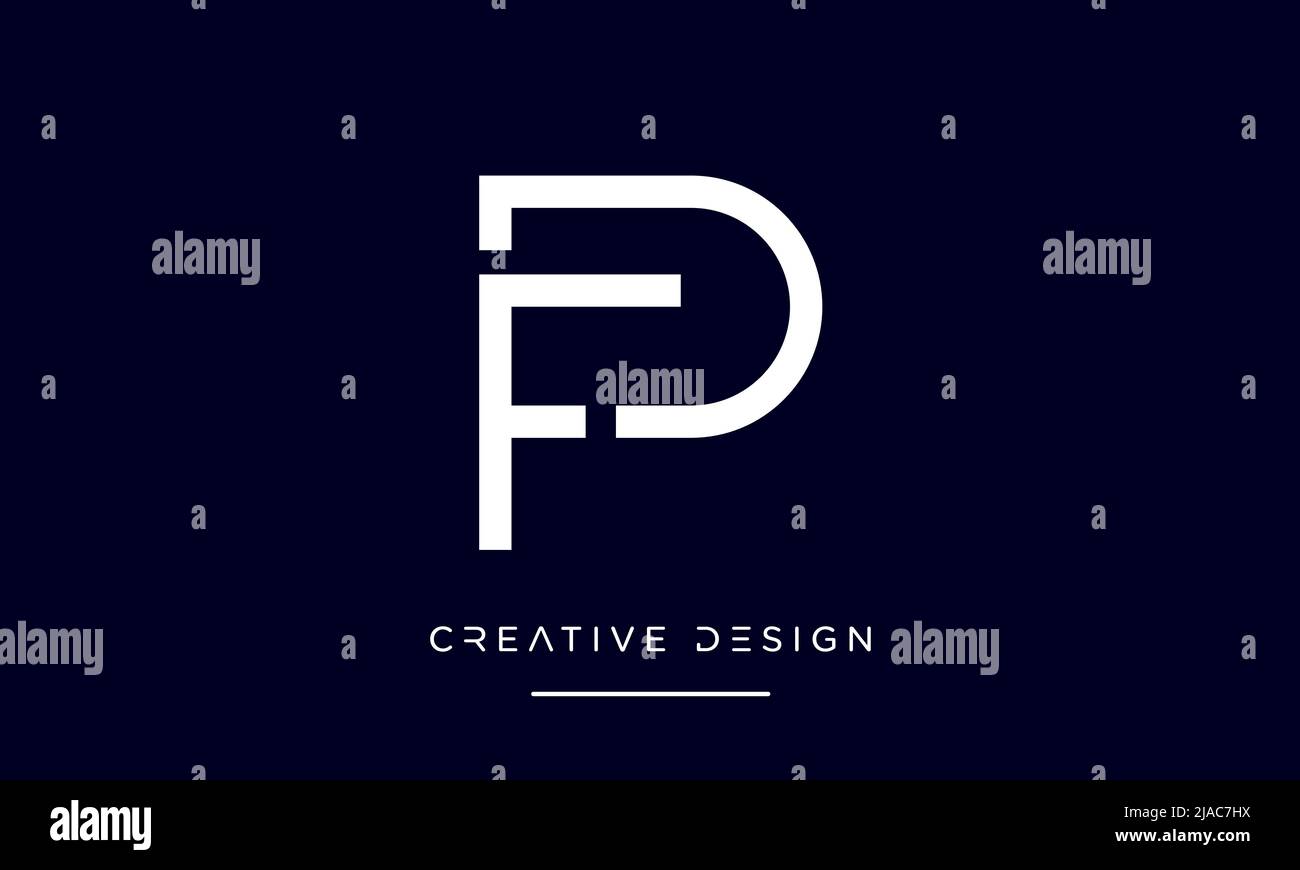 PF, FP, P or F Initial Letters Logo Monogram Vector Template Stock Vector