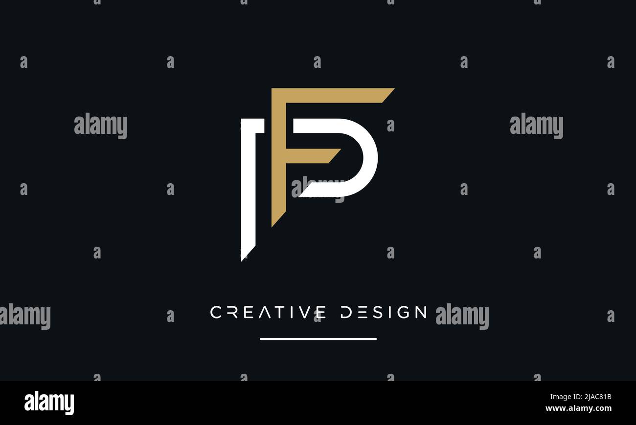 PF, FP, P or F Initial Letters Logo Monogram Vector Template Stock Vector