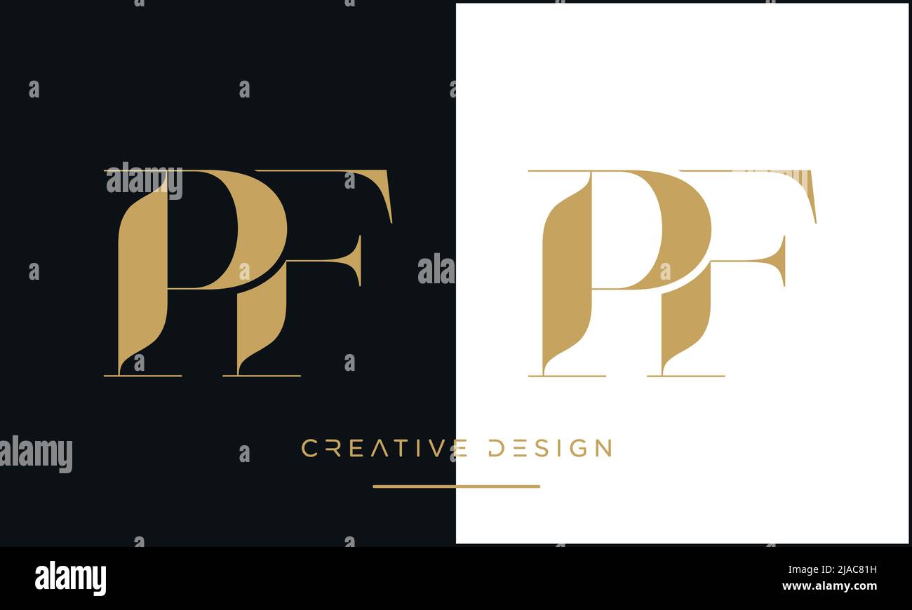 PF, FP, P or F Initial Letters Logo Monogram Vector Template Stock Vector