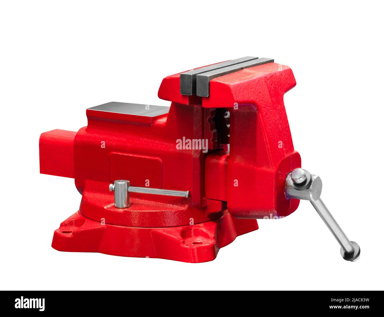 bench vise red tool isolated on isolated white background white Stock