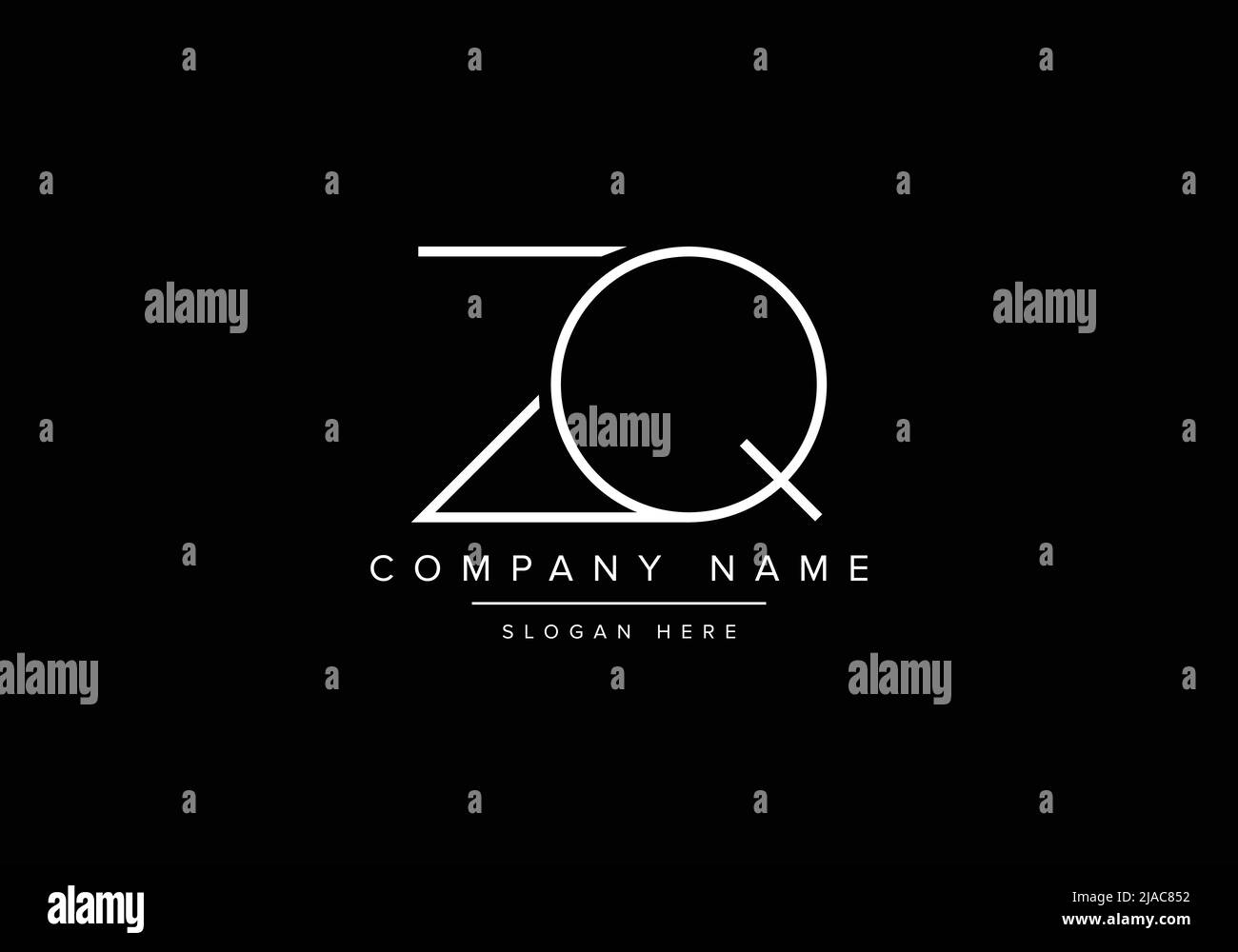 Creative minimal line art icon logo, ZQ monogram logo Stock Vector