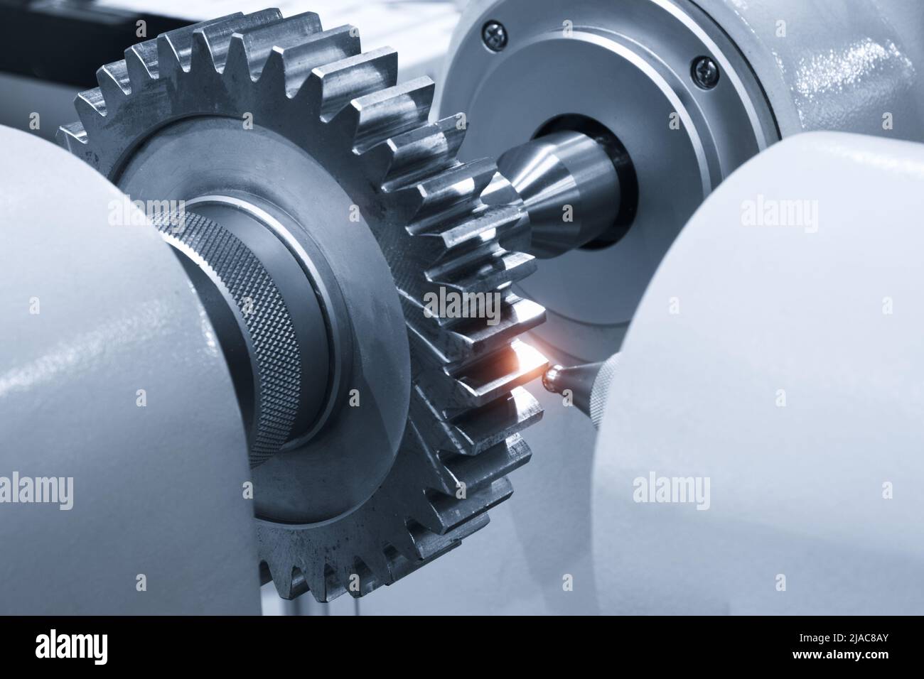 Operator inspection dimension metal gear parts by CMM after machining