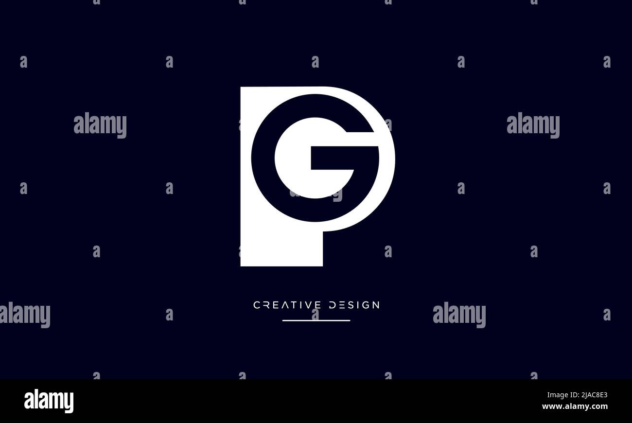 PG, GP, P or G Initial Letters Logo Monogram Stock Vector