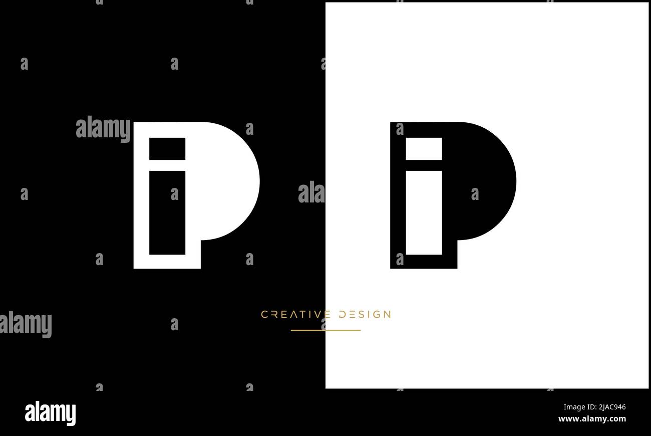 Alphabet PI, IP, P or I Letter Icon Logo Stock Vector