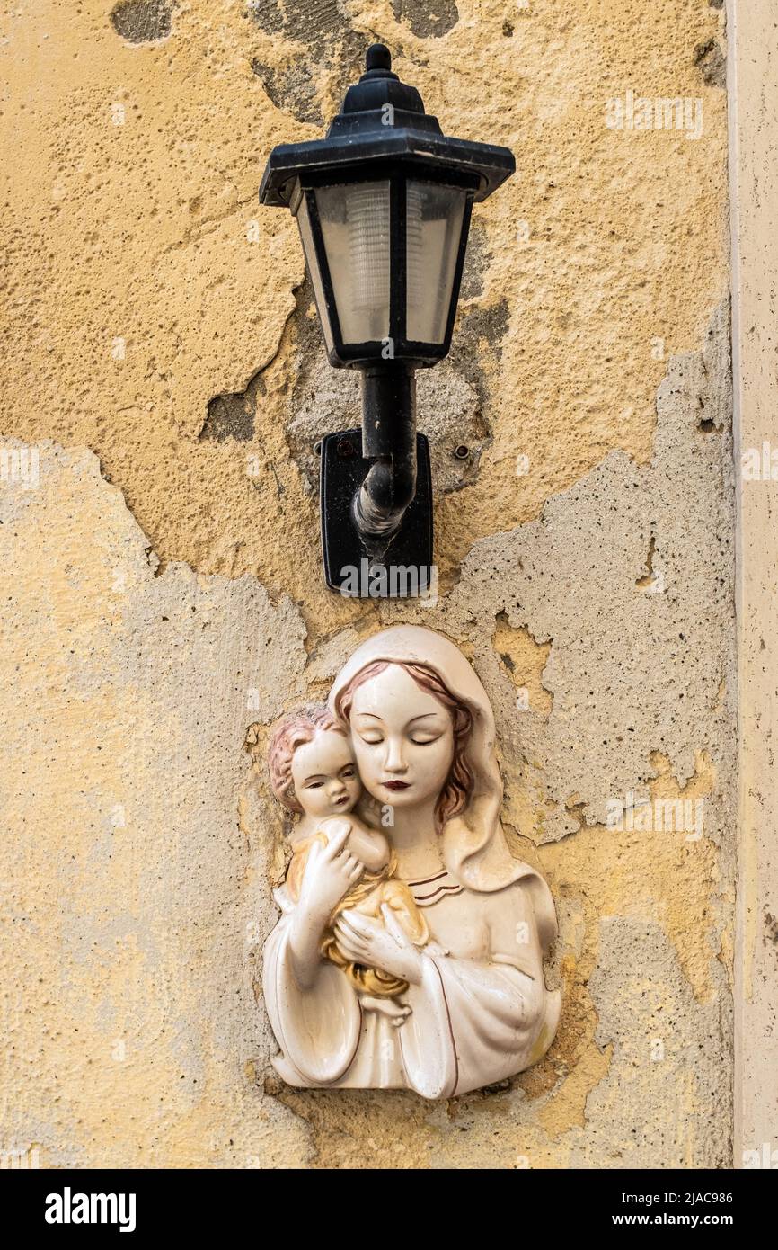 Religious Wall Icon, Valletta, Malta Stock Photo