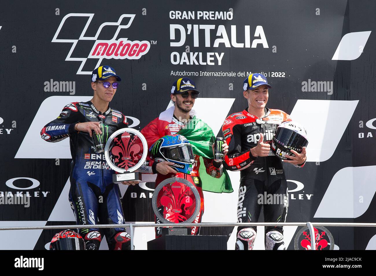 May 29, 2022, Scarperia (FI, Italy: Scarperia (FI), Italy, Mugello  International Circuit, May 29, 2022, MotoGP trophies during Gran Premio  dÃ¢â‚¬â„¢Italia Oakley Race - MotoGP World Championship. (Credit Image: ©  Alessio Marini/LPS