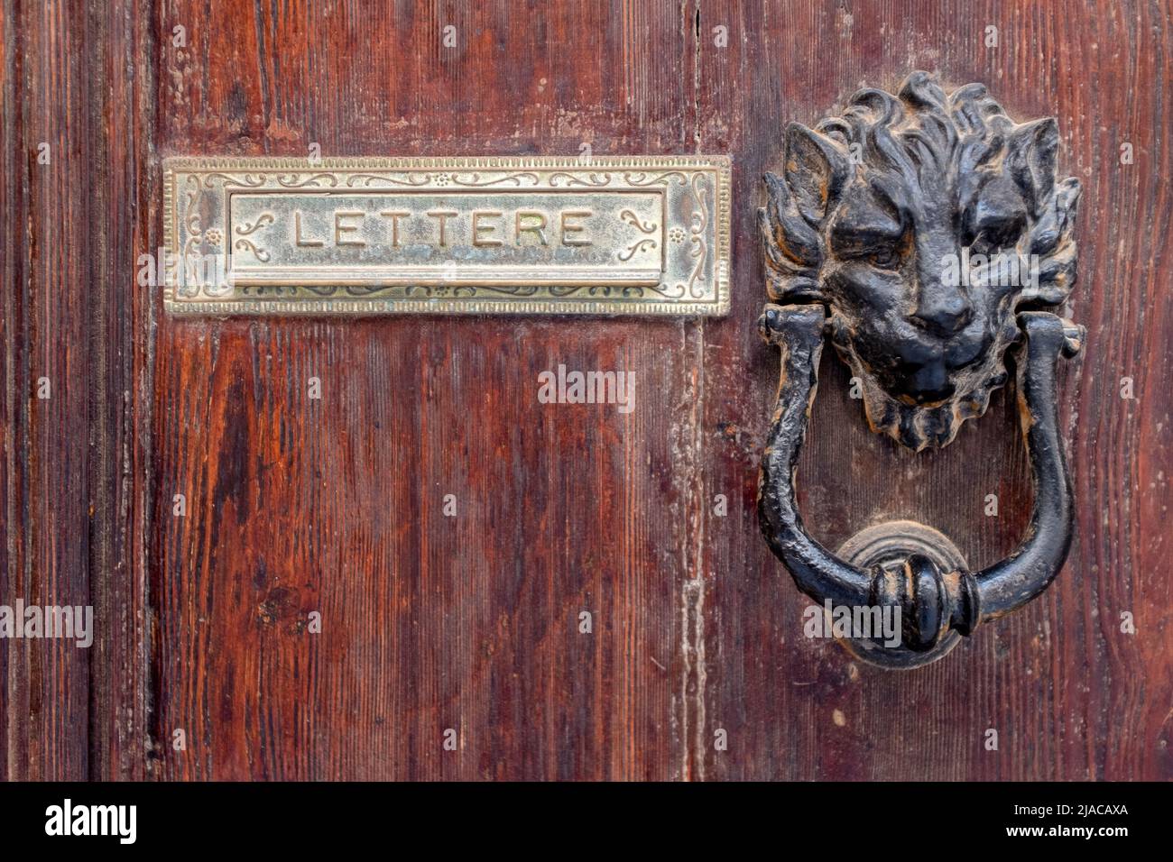 Letter Box and Door Knocker, Mdina, Malta Stock Photo