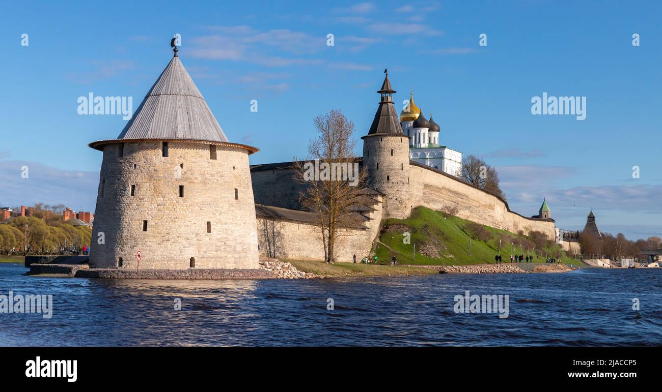 Kremlin of Pskov, ancient coastal fortification in Russian Federation Stock Photo