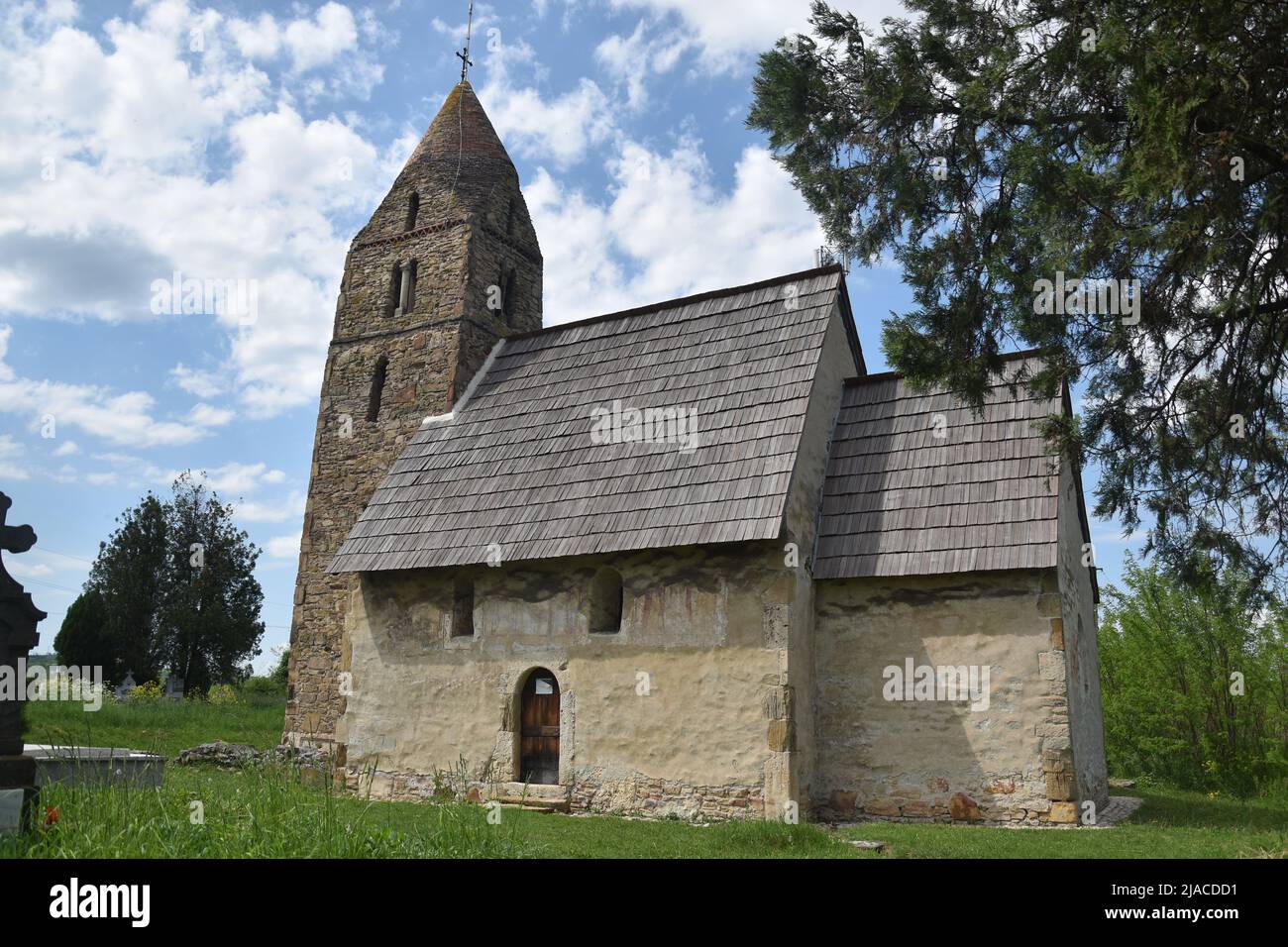 Strei near Călan, Transylvania, Romania: medieval church, built of Roman stones Stock Photo