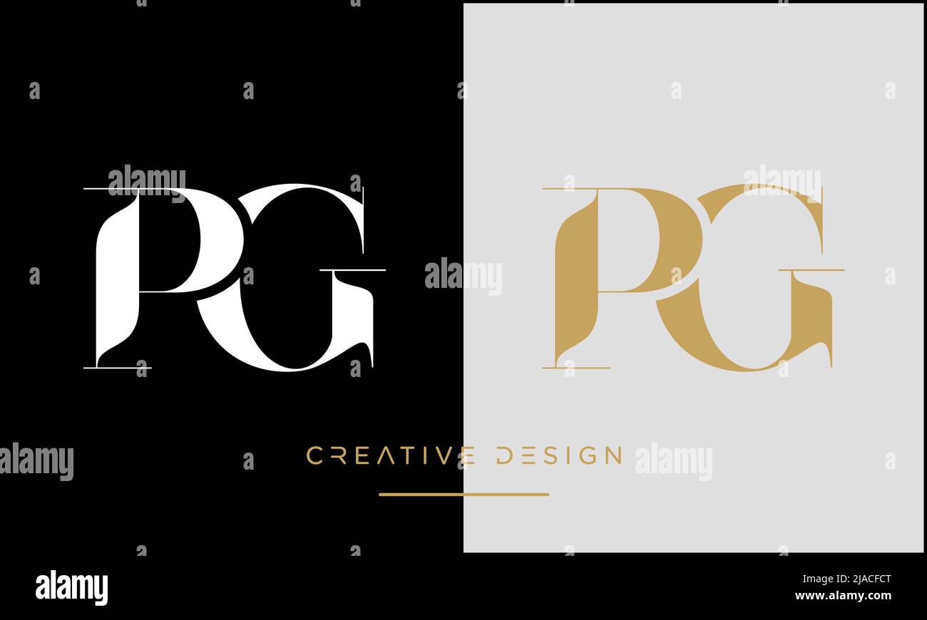 PG, GP, P or G Initial Letters Logo Monogram Stock Vector