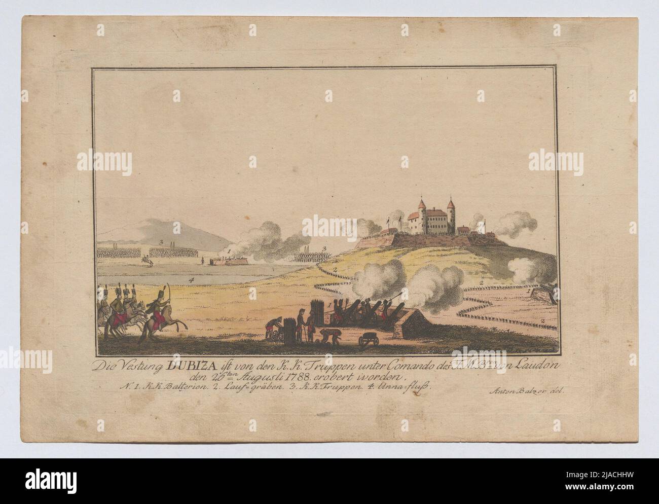 Conquest of the Dubic fortress by Feldmarschall Laudon on August 26, 1788. After: Anton Balzer (1771-1807) Stock Photo