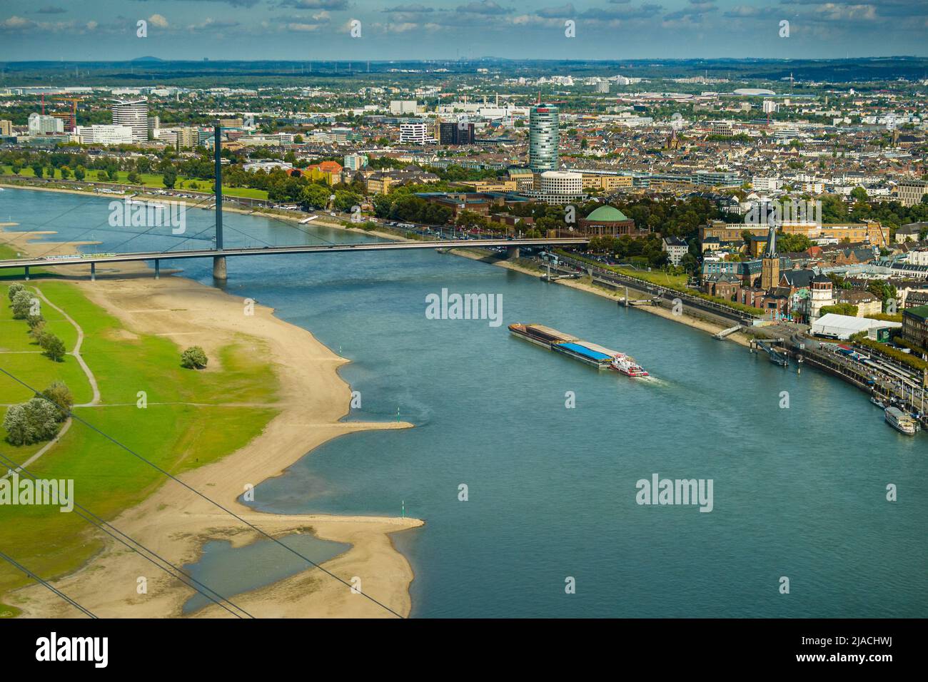 Aerial view from Düsseldorf TV tower overlooking city Stock Photo