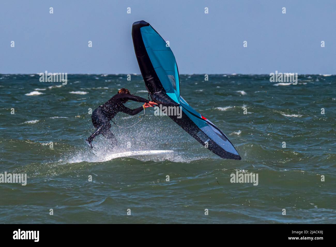 Wing Surfer overthrow into the water Stock Photo