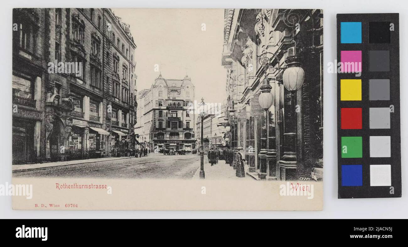 1st, Rotenturmstraße-View towards Franz-Josefs-Kai, postcard. German's postcard publisher, producer Stock Photo