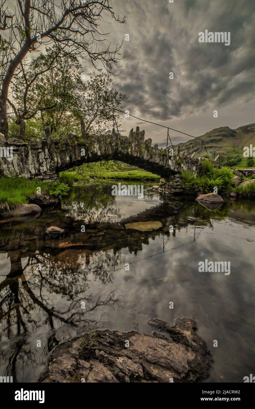 Little Langdale Valley, Cumbria, UK. 29th May 2022. UK Weather. Grey and cloudy day from Slaters Bridge, Little Langdale Valley, English Lake District, Cumbria. Credit:greenburn/Alamy Live News. Stock Photo
