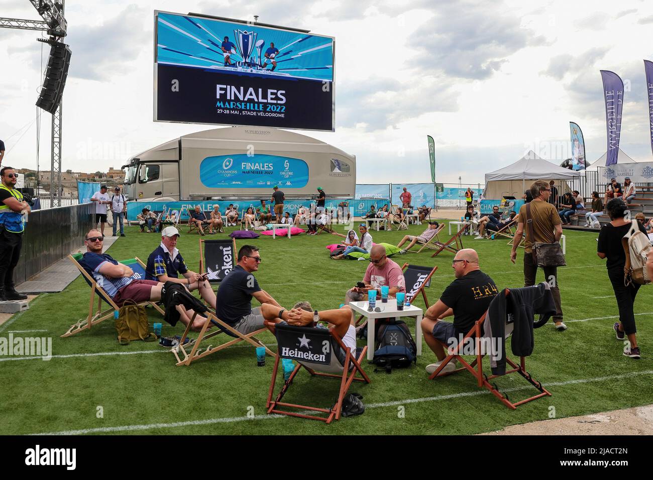 Marseille, France. 26th May, 2022. People are seen inside the Challenge