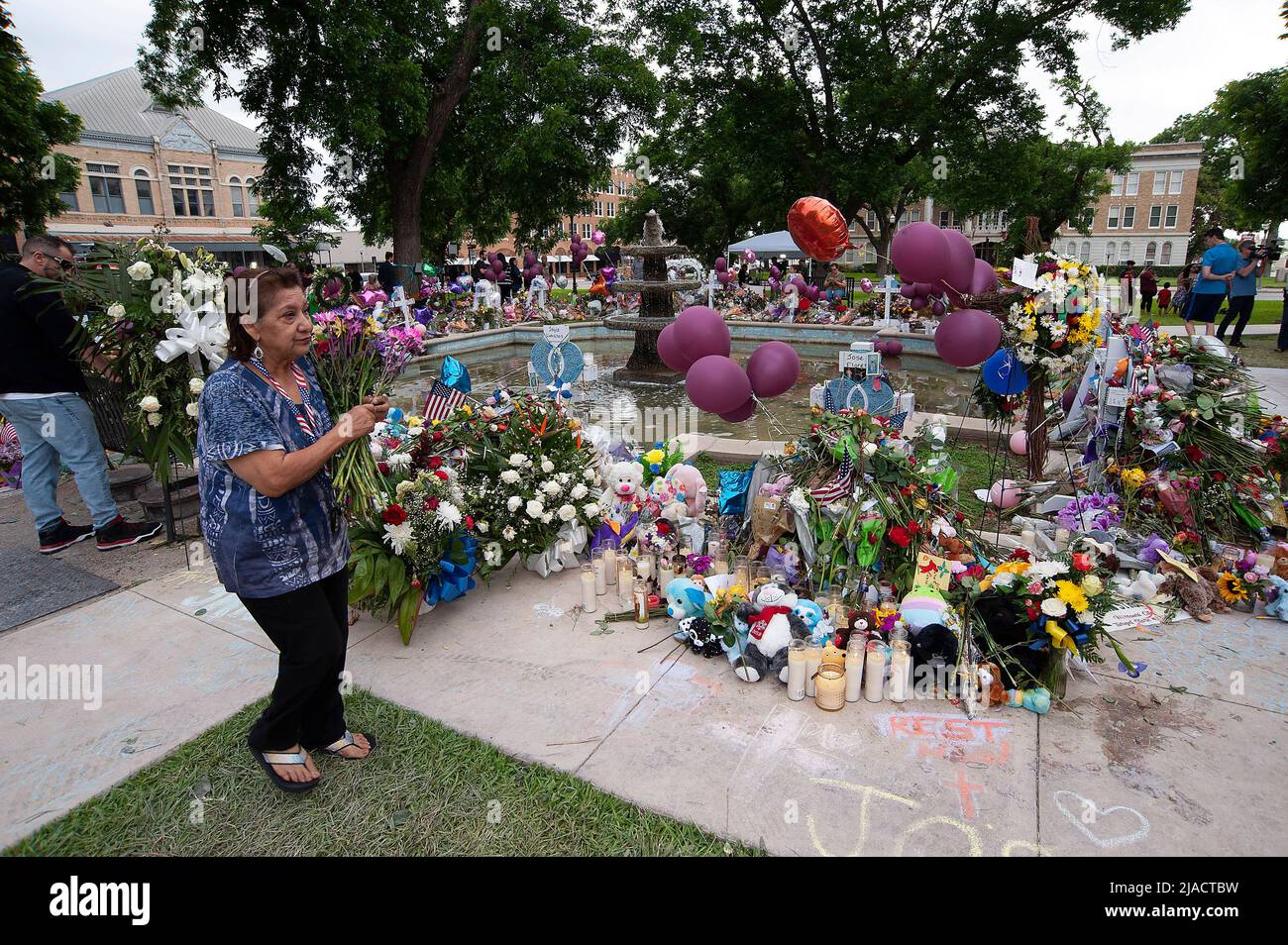 May 29, 2022: Crosses bear the names of the shooting victims in the ...