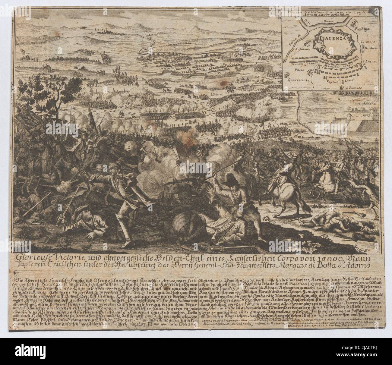 The Battle of Piacenza on June 16, 1746. Elias Baeck (16791747 Stock