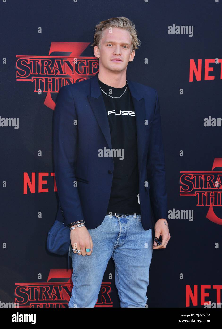 Cody Simpson 061 attend the premiere of Netflix's 'Stranger Things' Season 3 on June 28, 2019 in Santa Monica, California. Stock Photo