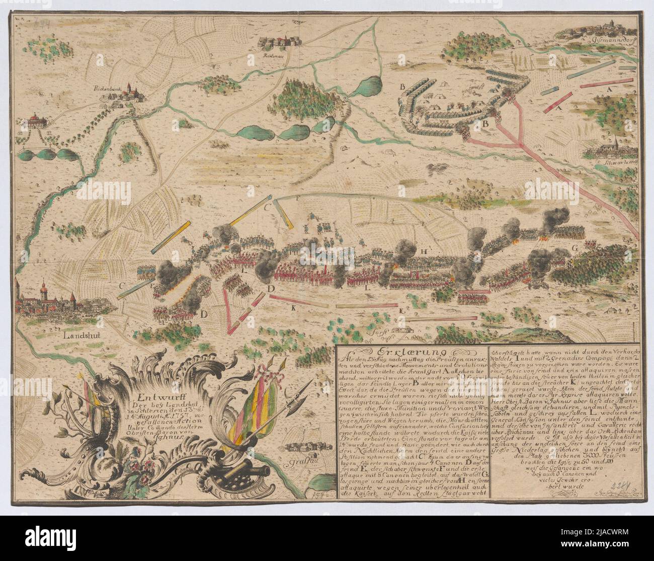 Battle at Landshut in Silesia on August 13 and 14, 1757. Ignaz Salzer ...