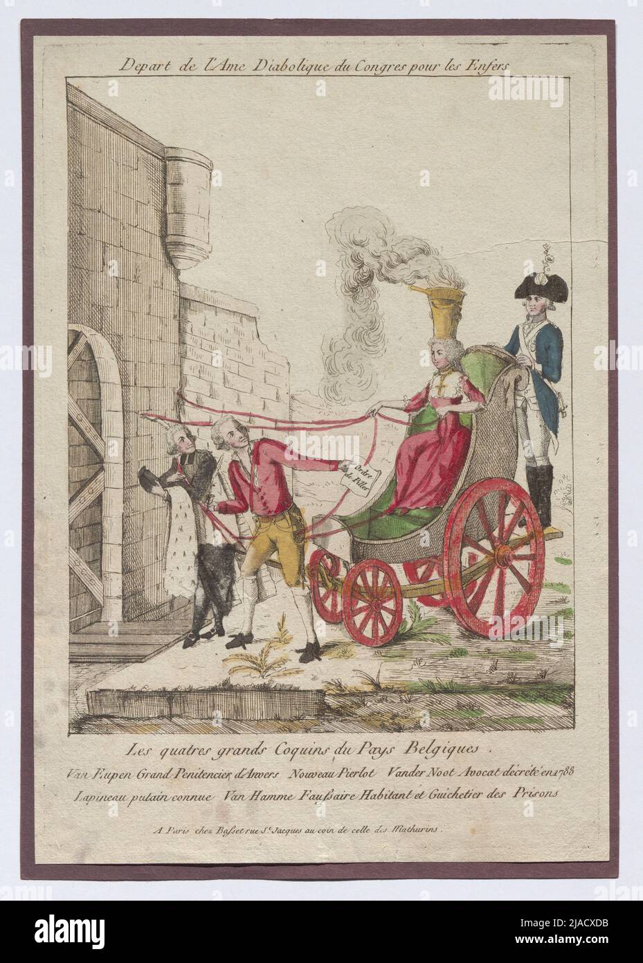 Satirical sheet for the conflict of Joseph II with the southern Netherlands: the four large villains of Belgium (cartoon). André Basset (1759-1829), publisher Stock Photo