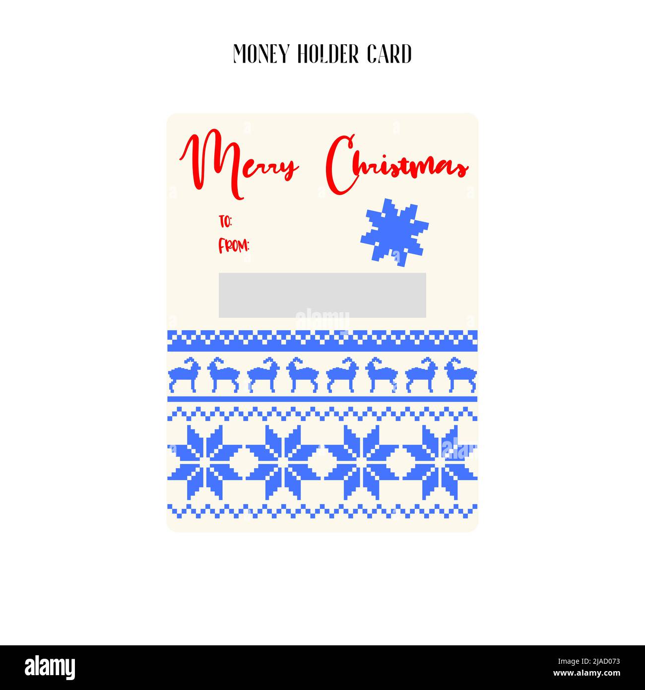 Printable Christmas Money Holder, Gift card, Cash Money Holder template. Stock Vector