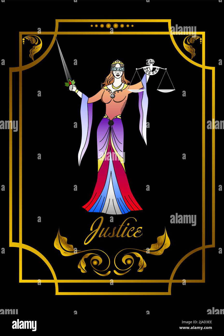 Tarot card the justice Stock Vector