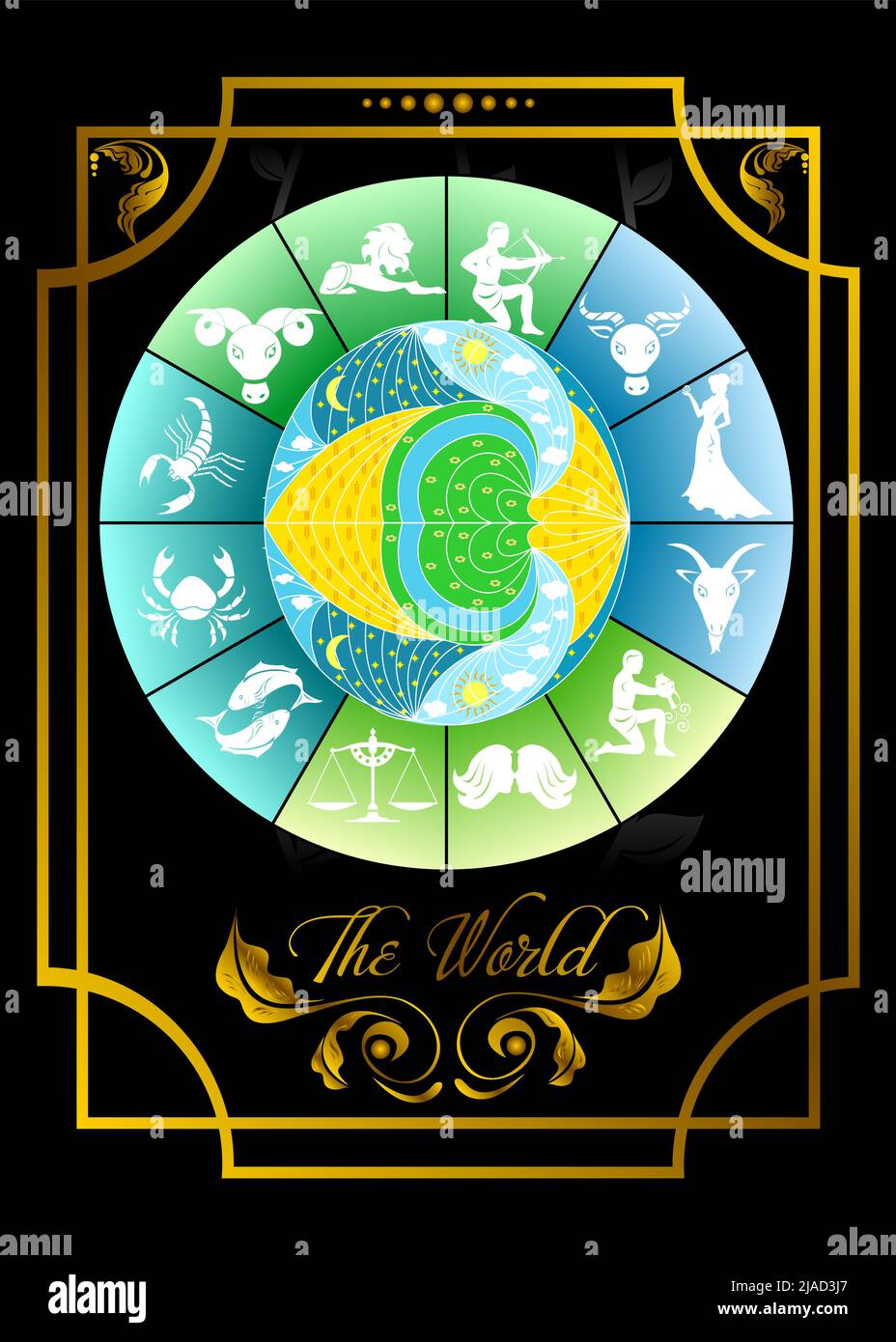 Tarot card the world Stock Vector