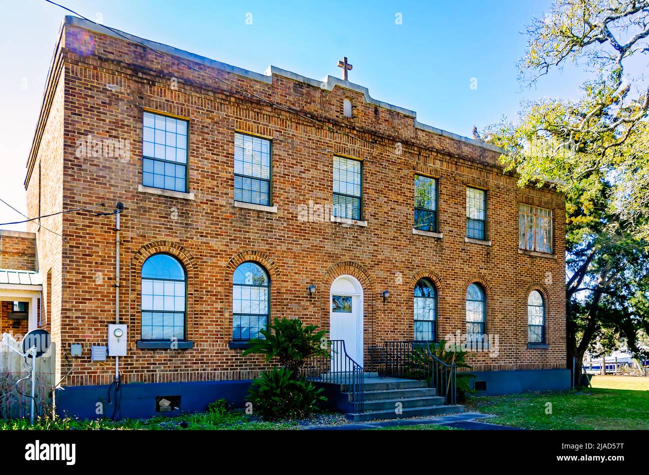 St. Margaret’s Catholic High School is pictured on the grounds of St. Margaret Catholic Church, March 1, 2022, in Bayou La Batre, Alabama. Stock Photo