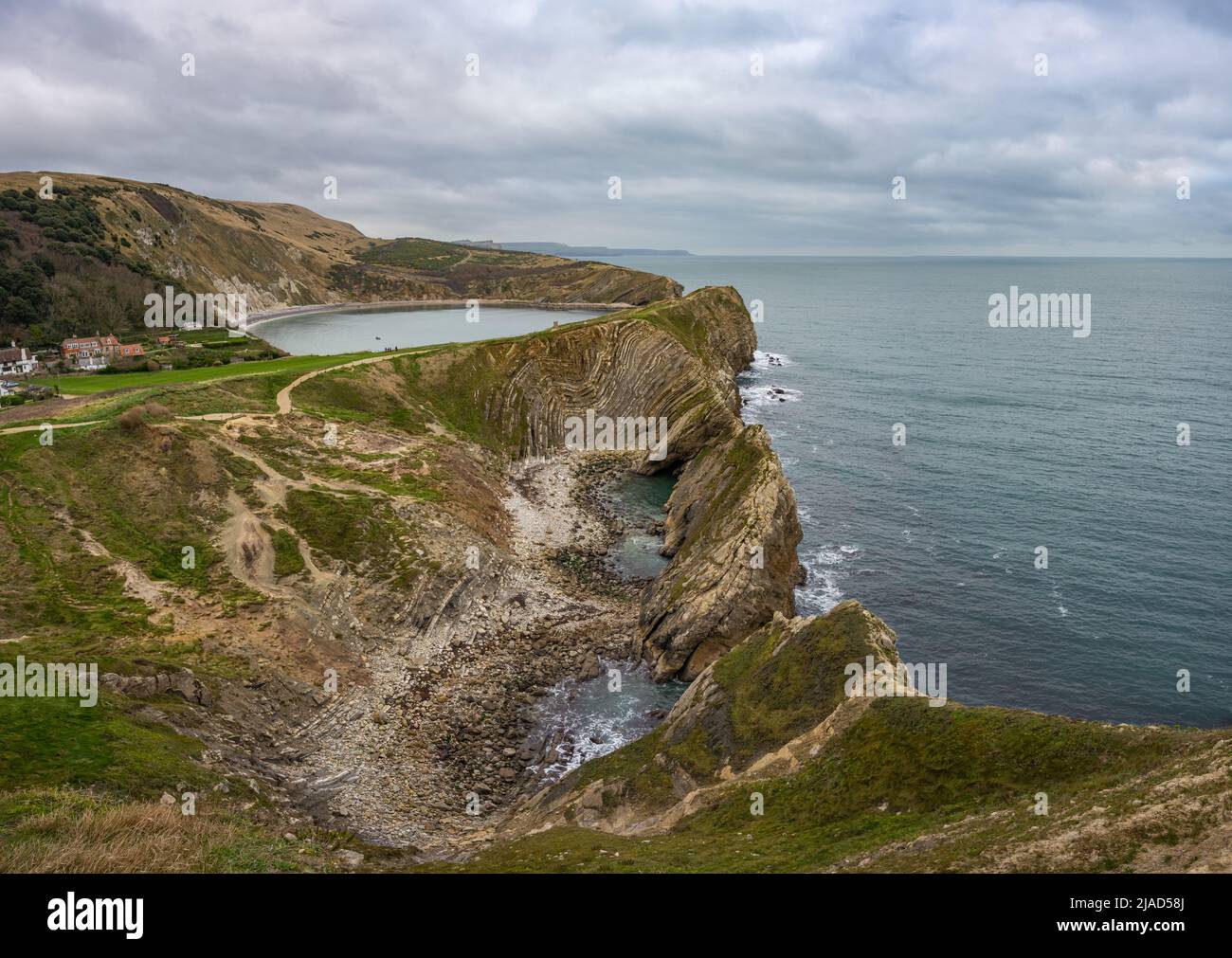 Stair hole on Jurassic Coast near Lulworth Cove, Dorset, England, UK Stock Photo