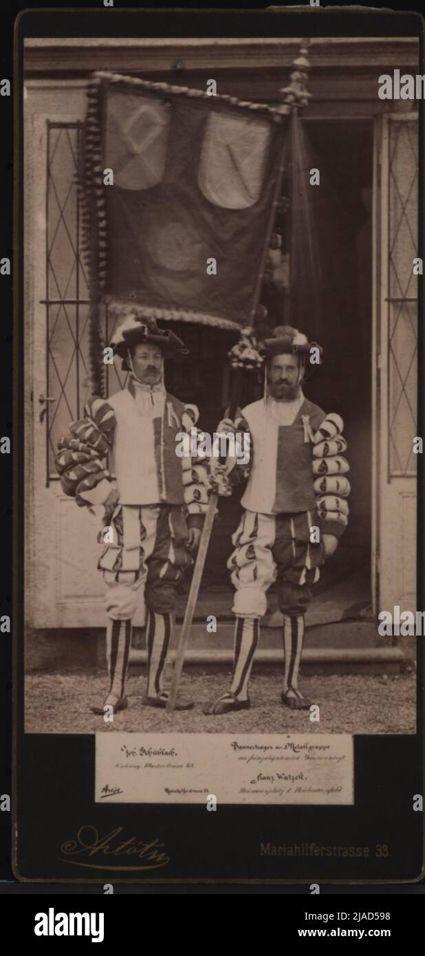 Banner carrier of the metal group at Makartfestezug (Atelier Artót) 1879. Artót, Photo Studio