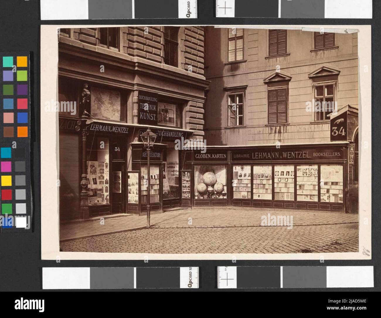 1st, Kärntner Straße 28-30 (before 32-34)-Helf's Carl Sortiments bookstore Lehmann & Wentzel. Michael Frankenstein (1843-1918), photographer Stock Photo