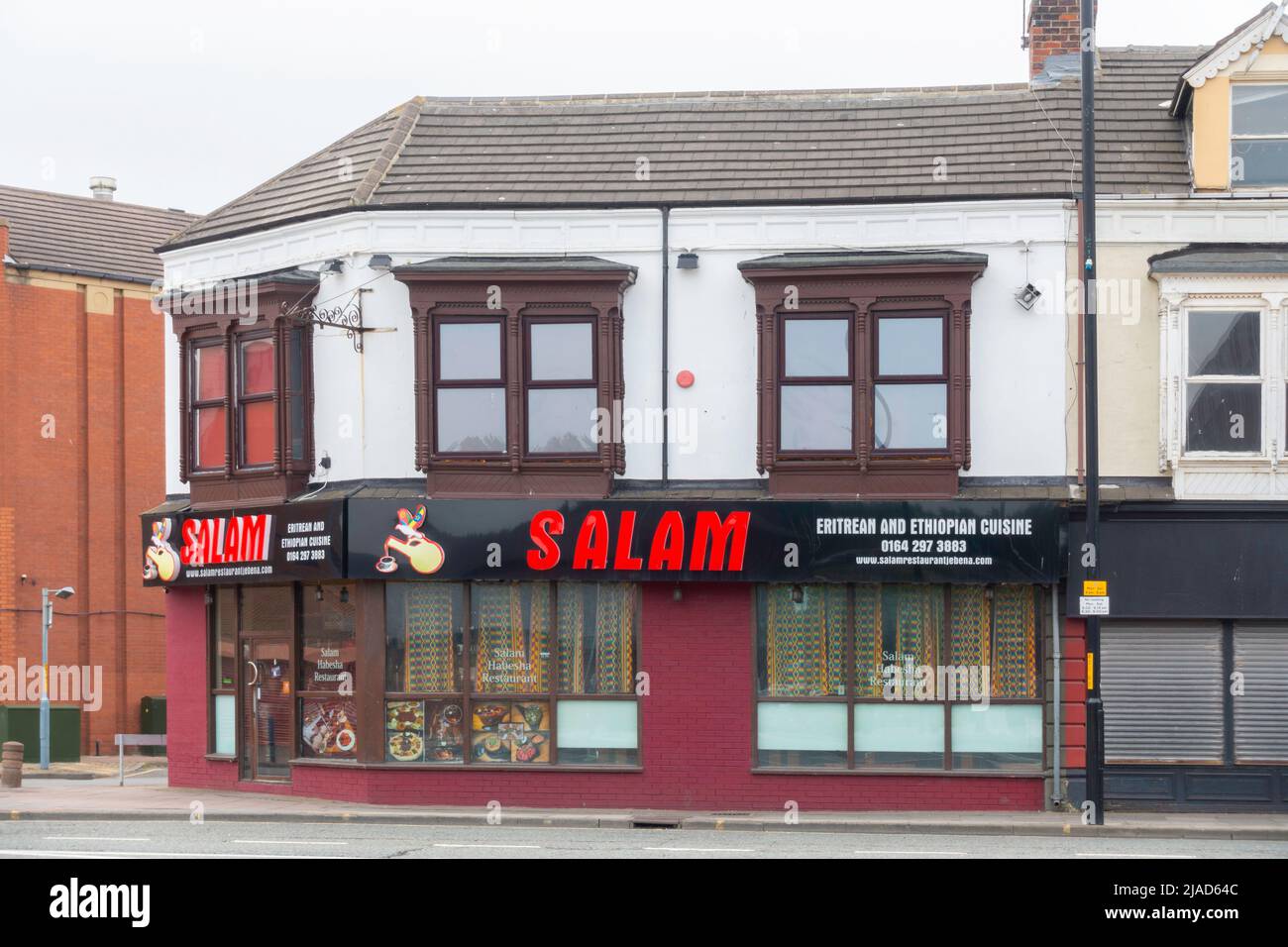 Exterior of Salam  Eritrean and Ethopian Restaurant and take away in Middlesbrough North Yorkshire Stock Photo