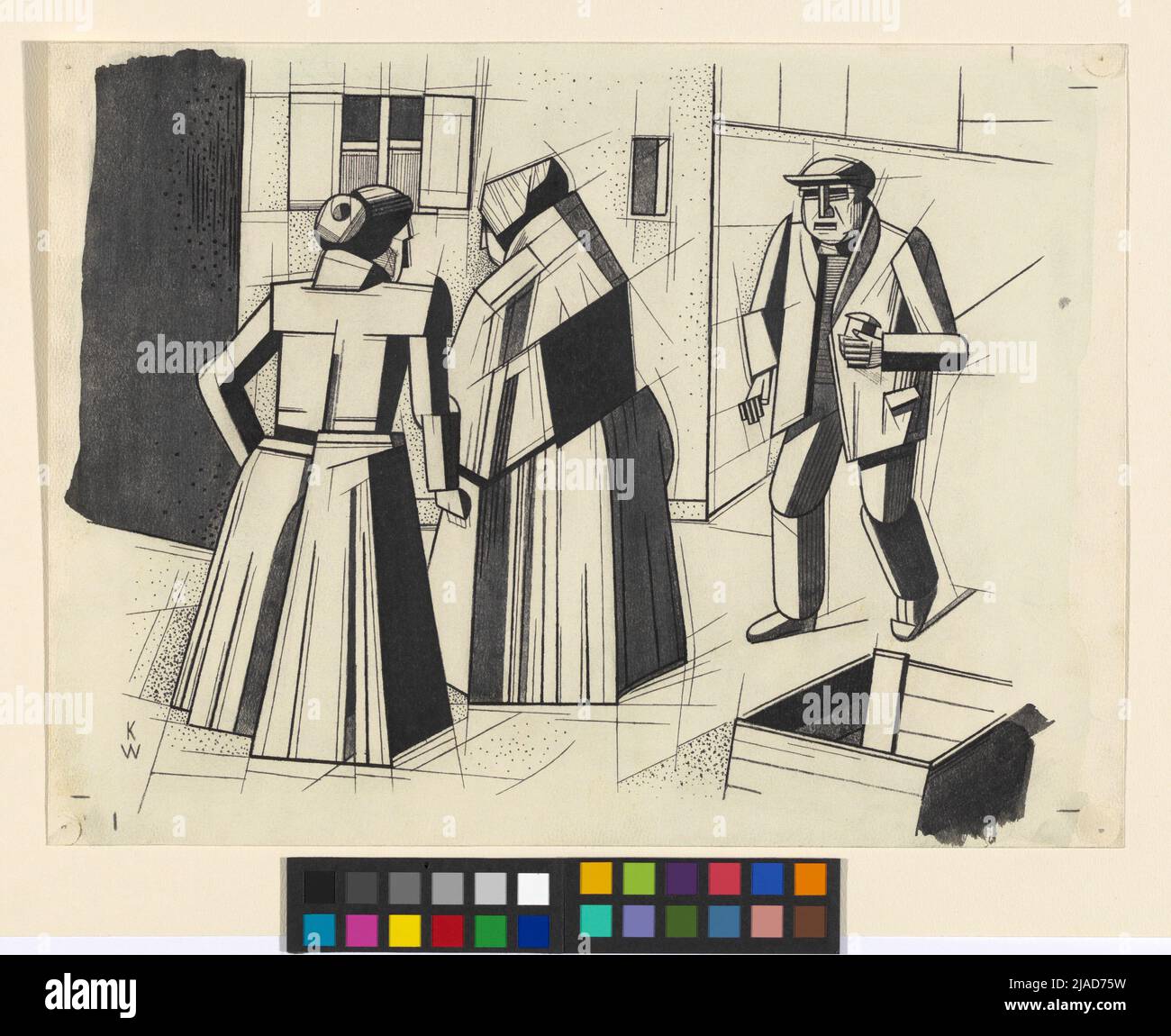 Without titles two women one man karl wiener 1901 1949 artist